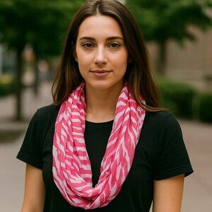 Women’s Pink Zebra Print Scarf Lightweight Fashion Shawl Wrap Summer Boho Chic